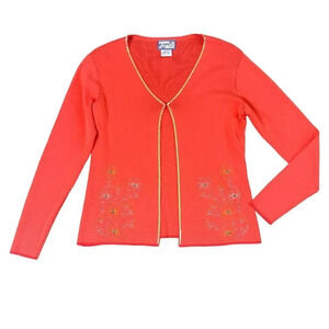 April Cornell Traders Retro Cardigan Embroidered Sequin Trim Size Medium Women's